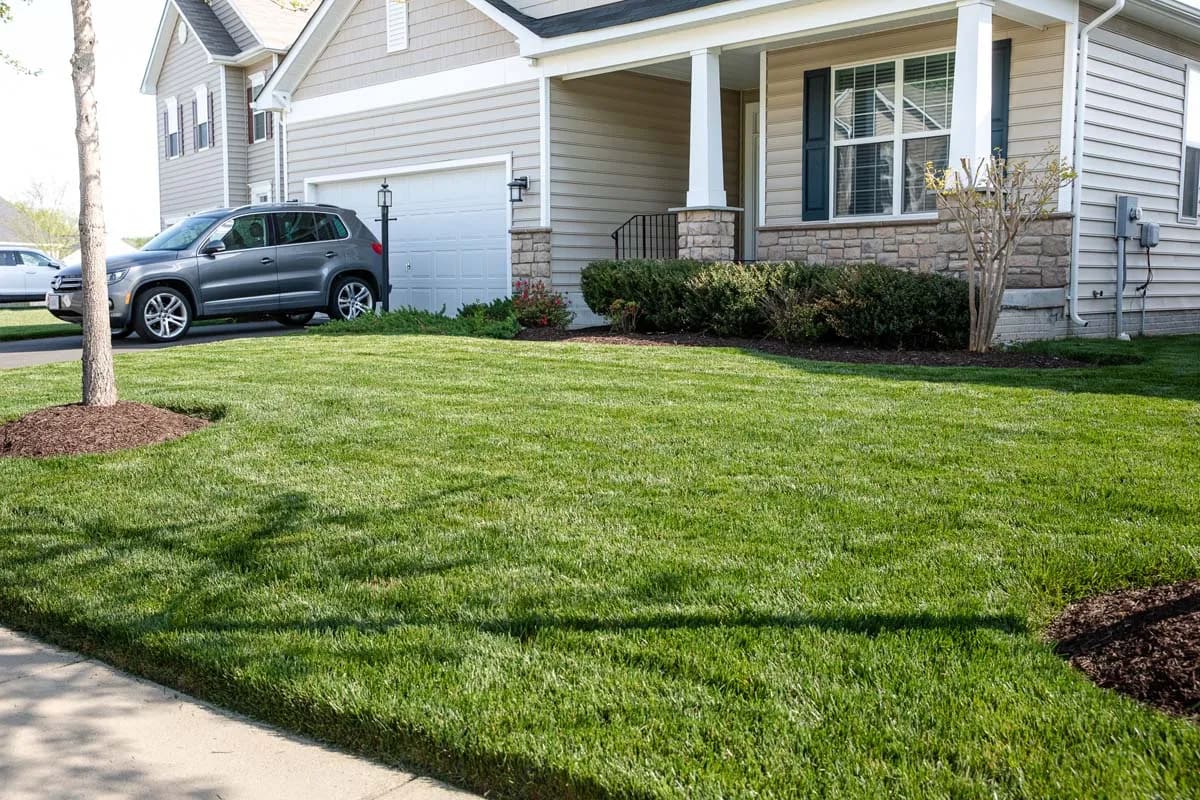 String trimming and edging along a lawn in Worcester, MA