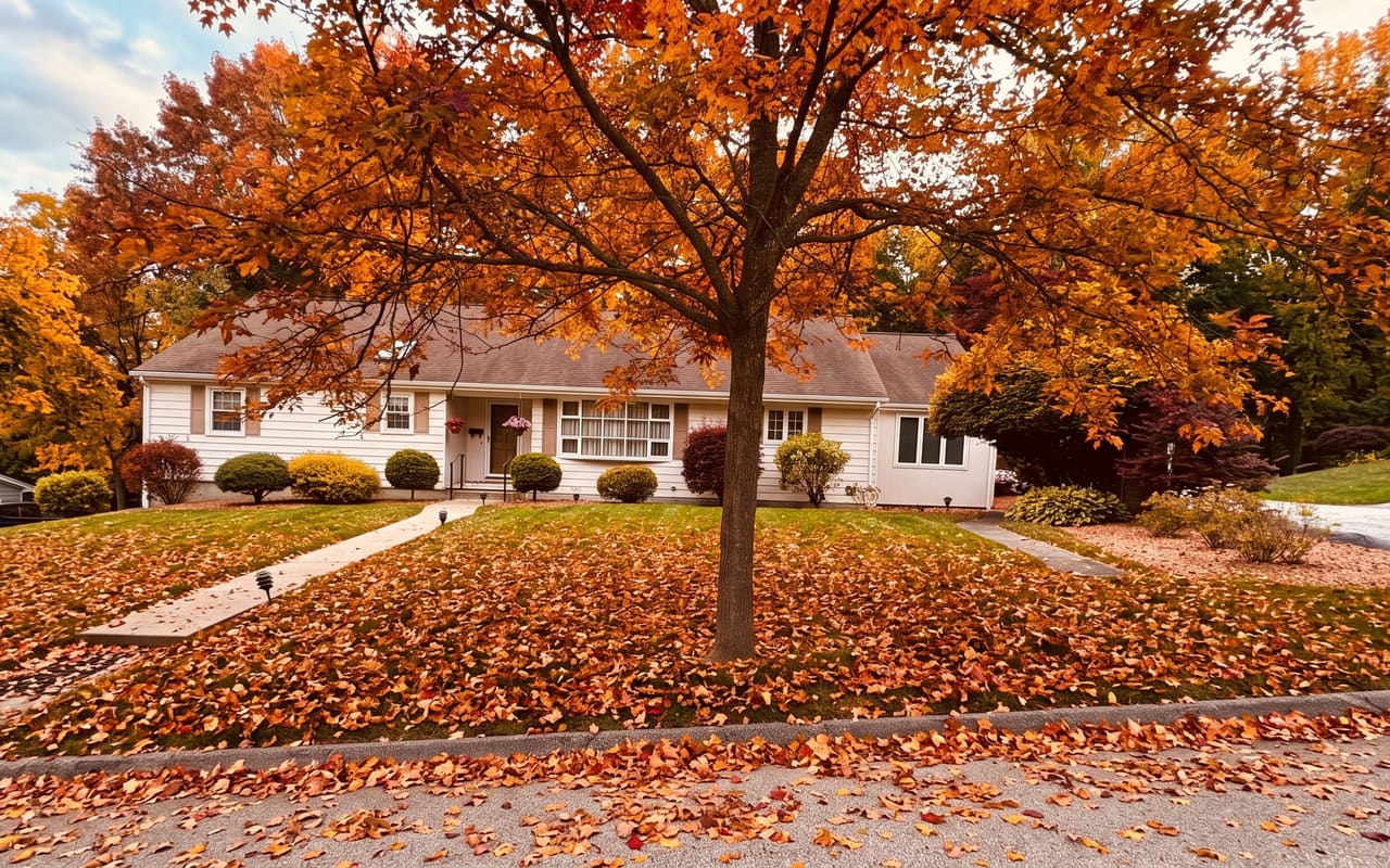 Fall Leaf Cleanup — before